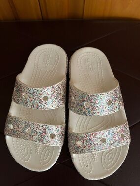 Crocs Classic Sprinkles Glitter Sandals Girls Size 12 Sparkles Slides